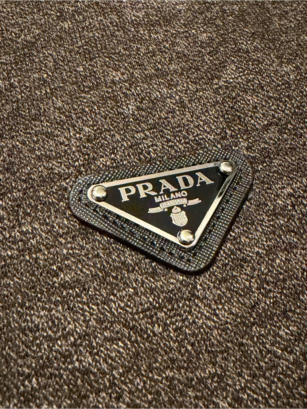 Prada Men's Brown 2 Layer Button Jacket with Plaid Trim - Picture 3 of 5